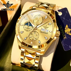 OUPINKE 3298 Full Automatic Mechanical Men's Watch Original Brand Deep Waterproof Multifunction NEW Dress Man Gold Hand Clock