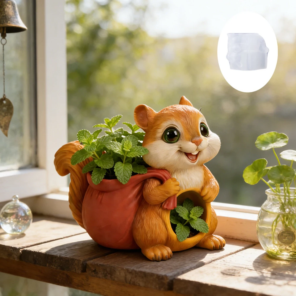 

Squirrel Cement Aromatherapy Gypsum Container Cup Silicone Mold DIY dropper Storage Cup Cement flowerpot ornament silicone mould