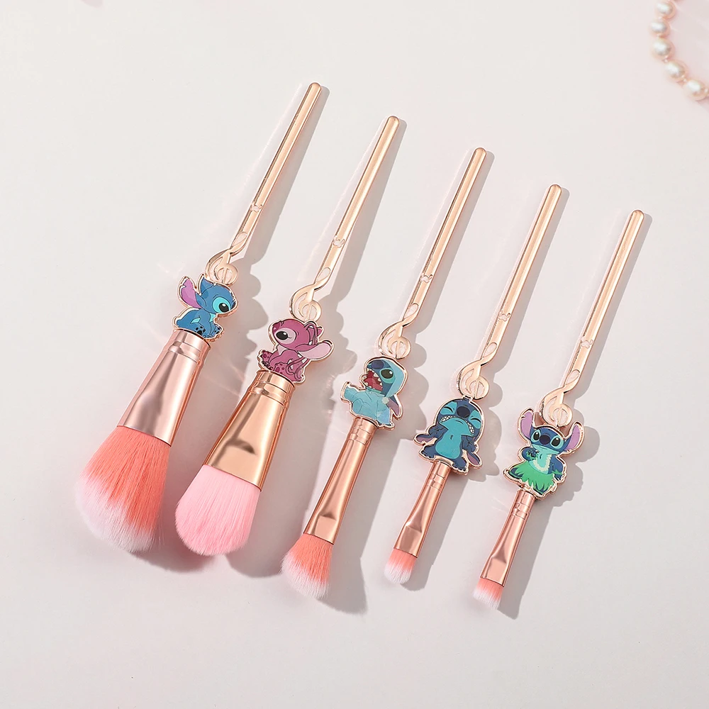 Kawaii Disney Stitch Girls Cosmetic Brush Anime Lilo Stitch Brush Set Cartoon Children Toy Gifts Makeup Brush Christmars Gifts