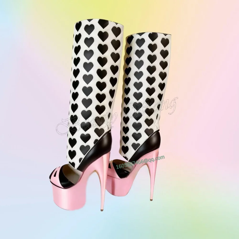 Arancione Peep Toe Stivali Piattaforma Punta Rotonda Tacchi Argento Taglio Sottile Tacchi Scarpe Scarpe Tacco Alto per Le Donne 2025 Zapatos Para Mujere