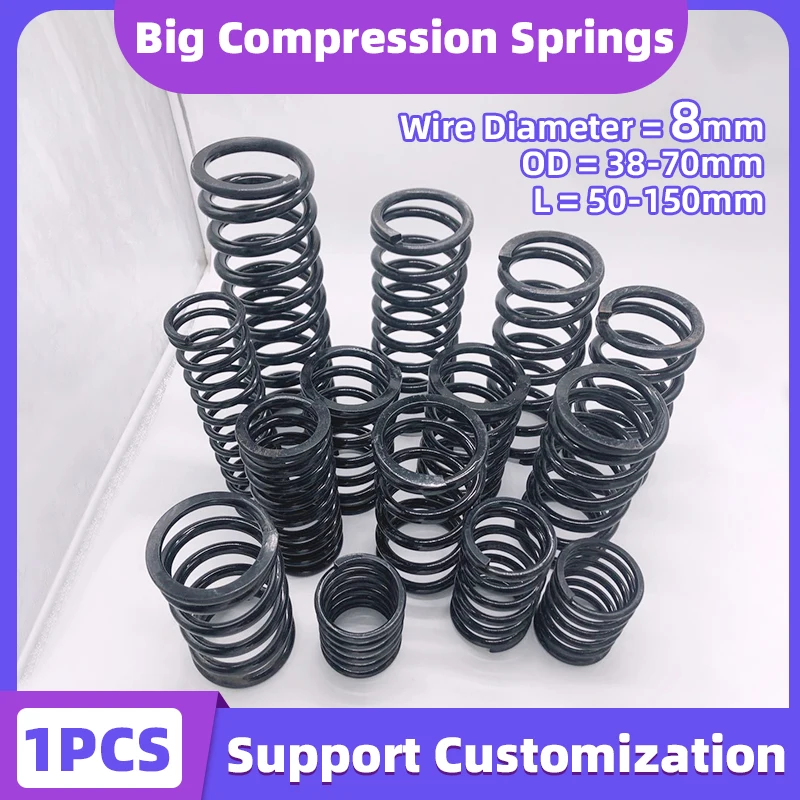 

Creamily 1PCS Shock Absorbing Spring Compressed Springs Strong Pressure Return Coil Spring Wire Diameter 8mm OD38-70mm L50-150mm