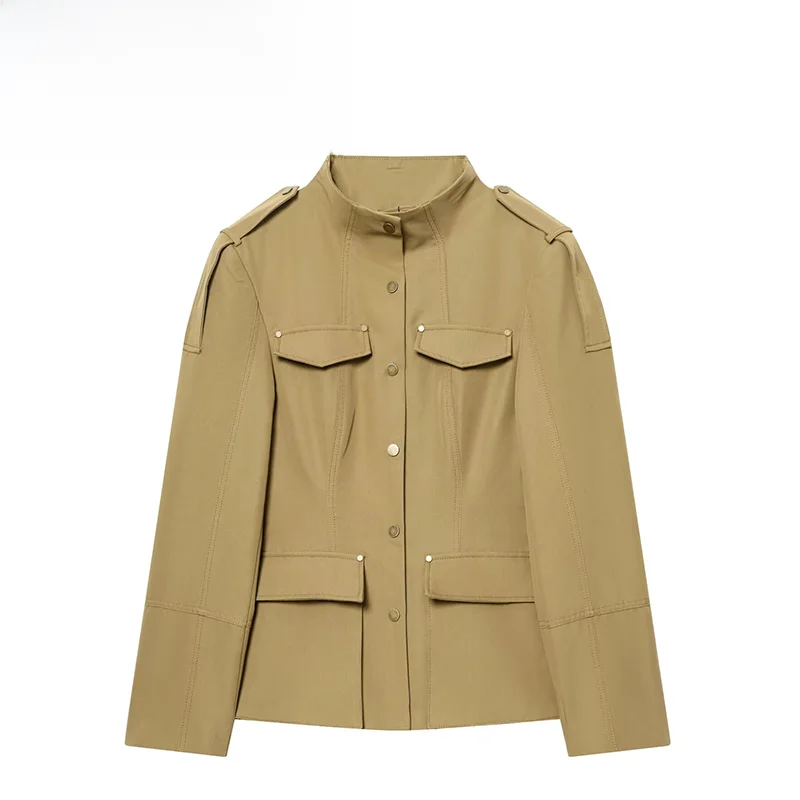 

Spring New Fashion ZR Women's Slim Fit Suit Jacket with Belt Stylish Polyester Long Sleeve Short Length Color