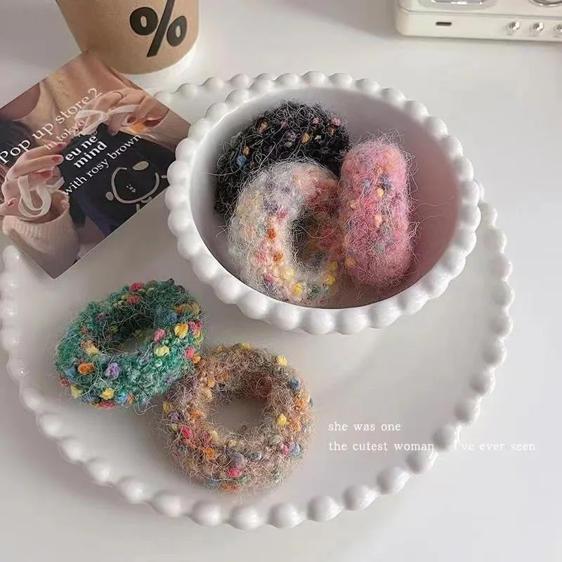 

Korean Style Candy Color Fluffy Scrunchie Hair Tie High Elasticity Durable Hair Accessories，Fresh and Versatile Hair Ties