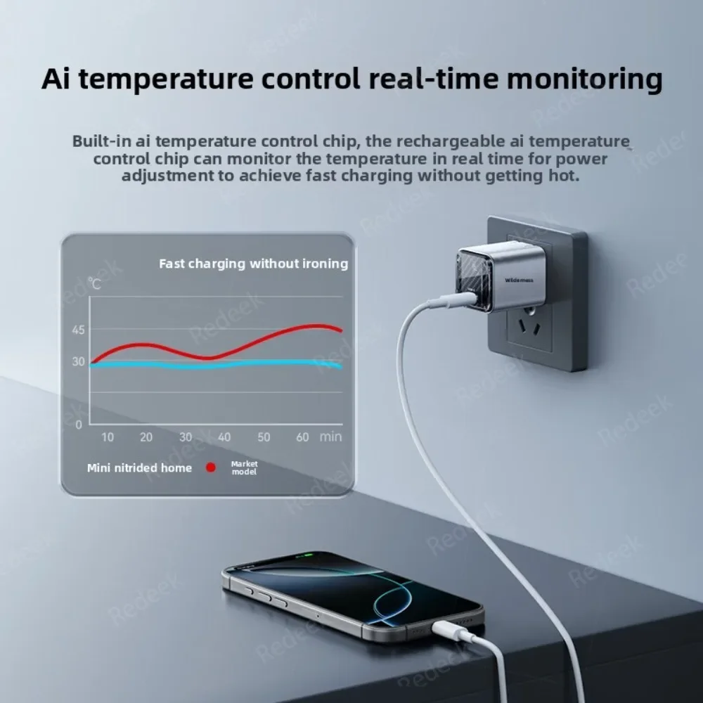 Red Magic Deuterium Energy Block 35W mini GaN PD fast charging foldable and portable transparent design AI temperature control