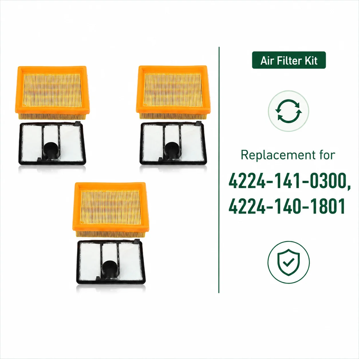 3PCS Air Filter Kit For Stihl TS700 TS800 Cutquik Concrete Cut-Off Saw Replacement Parts Replaces 4224 141 0300 4224 140 1801