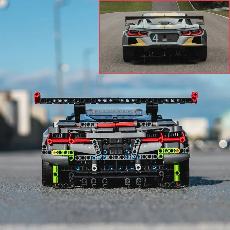 MOC Technical Corvette C8.R Champions Car Super Racing Model Building Blocks Speed Vehicle DIY Assembly Kids Toy Birthday Gifts