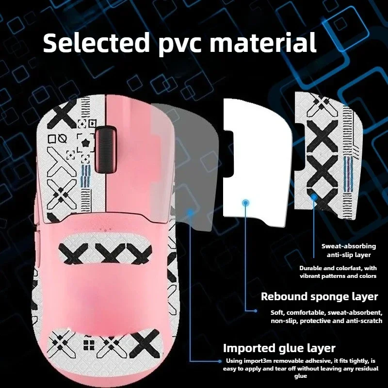 Anti-Slip Mouse Sticker 15×11 cm Sweat-Proof Grip Tape Wear-Resistant Masking Tape Included ，For Logitech Gaming