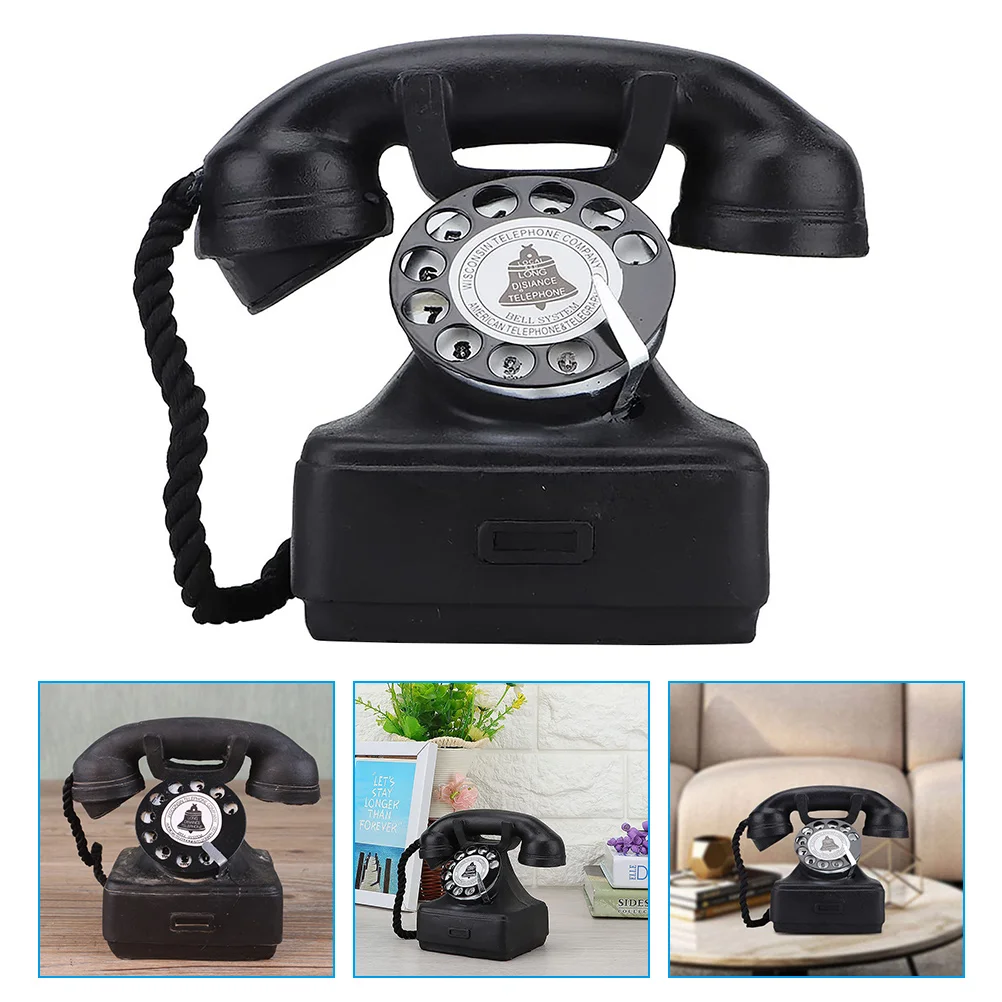 Vintage Telephone Model Retro Telephone Model Resin Craft Coffee Bar Decor Photo Prop