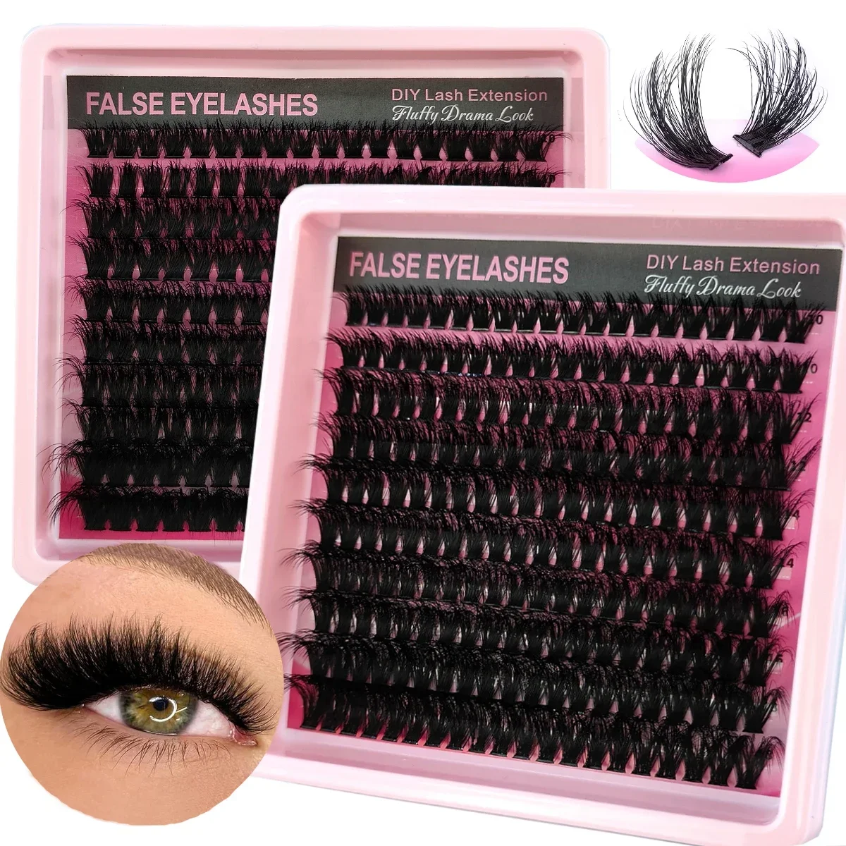 HBZGTLAD 10 Reihen flauschige, dicke Wimpern-Cluster, 10–18 mm, gemischte, zarte Einzelwimpern-Verlängerungen, Cluster, DIY-Make-up, falsche Wimpern