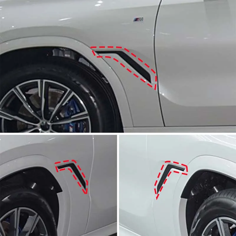 

2x ABS Plastic Carbon Fiber Car Side Fender Sticker Shark Gill Air Flow Wing Vent Trim Fit for BMW X6 G06 2020-2025 Accessories