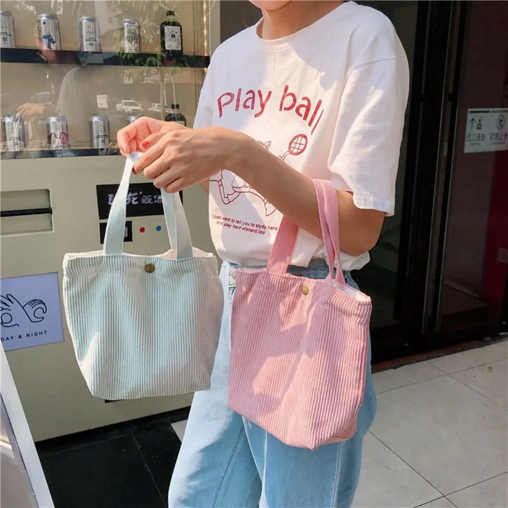 For Students Shopping Books Bags Lightweight Eco Bag Cosmetic Bag Lunch Bag Women Handbags Women Corduroy Bag Korean Canvas Bag