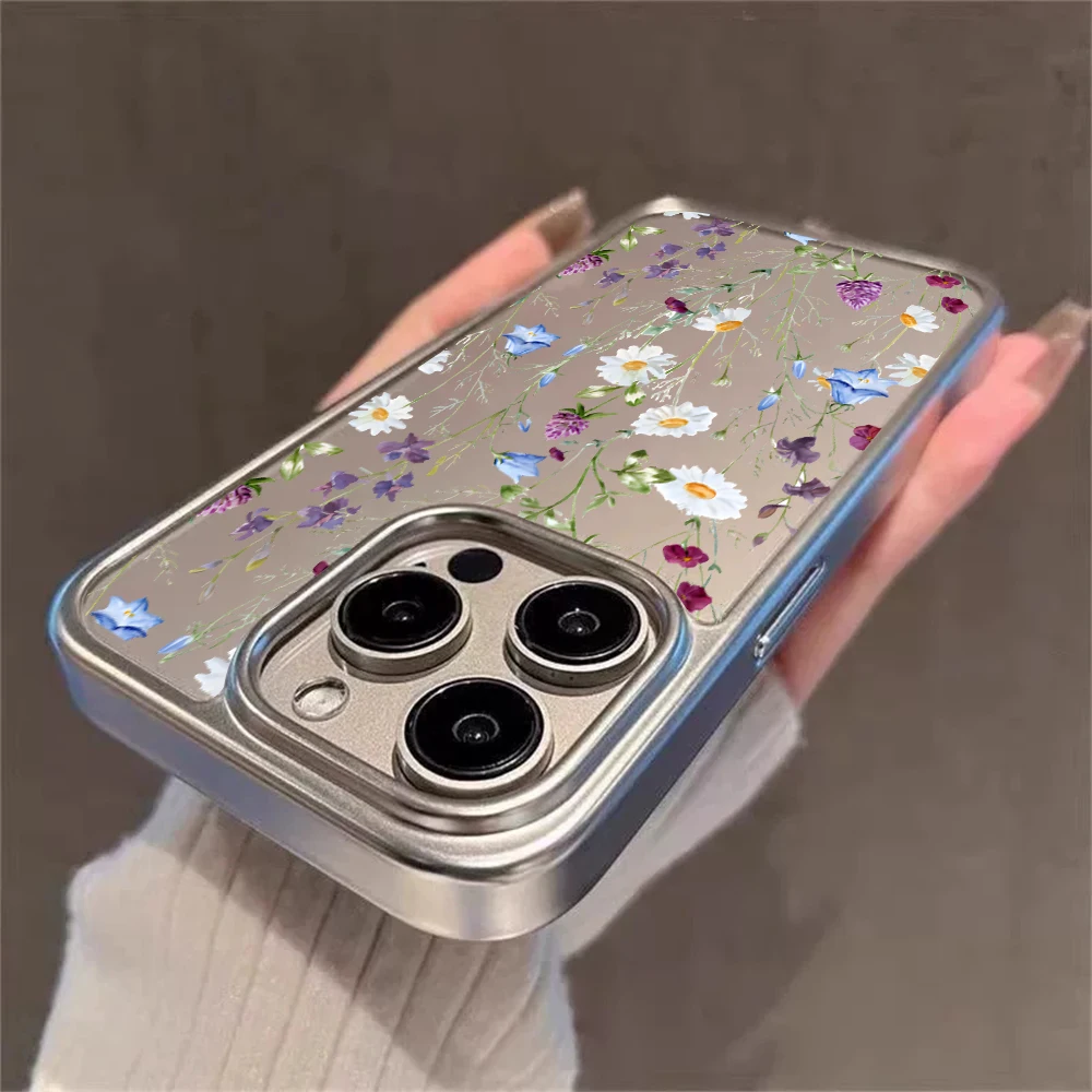 Blumen-Handyhülle für iPhone 17 15 13 14 16 11 12 Pro Max Plus 16 17 XR XS Hüllen Transparent Silberbeschichtet Luxus-Schutzhülle – Detail 12