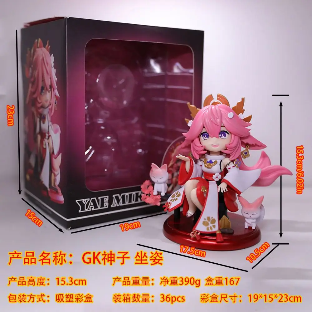 Genshin Impact Figure Yae Miko Figures Q Version Beautiful Girl Pvc Game Characters Desk Ornament Collection Toys Birthday Gifts