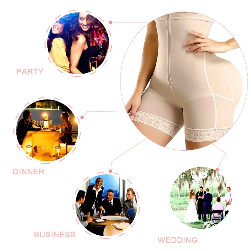 Mutandine ad alta compressione con cerniera Booty Lift Up Butt Lifter Fajas cintura colombiana dimagrante Body Shaper vita Trainer