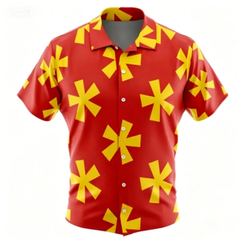 Printed Hawaiian Men's Short Sleeved Shirt, Versatile Top
