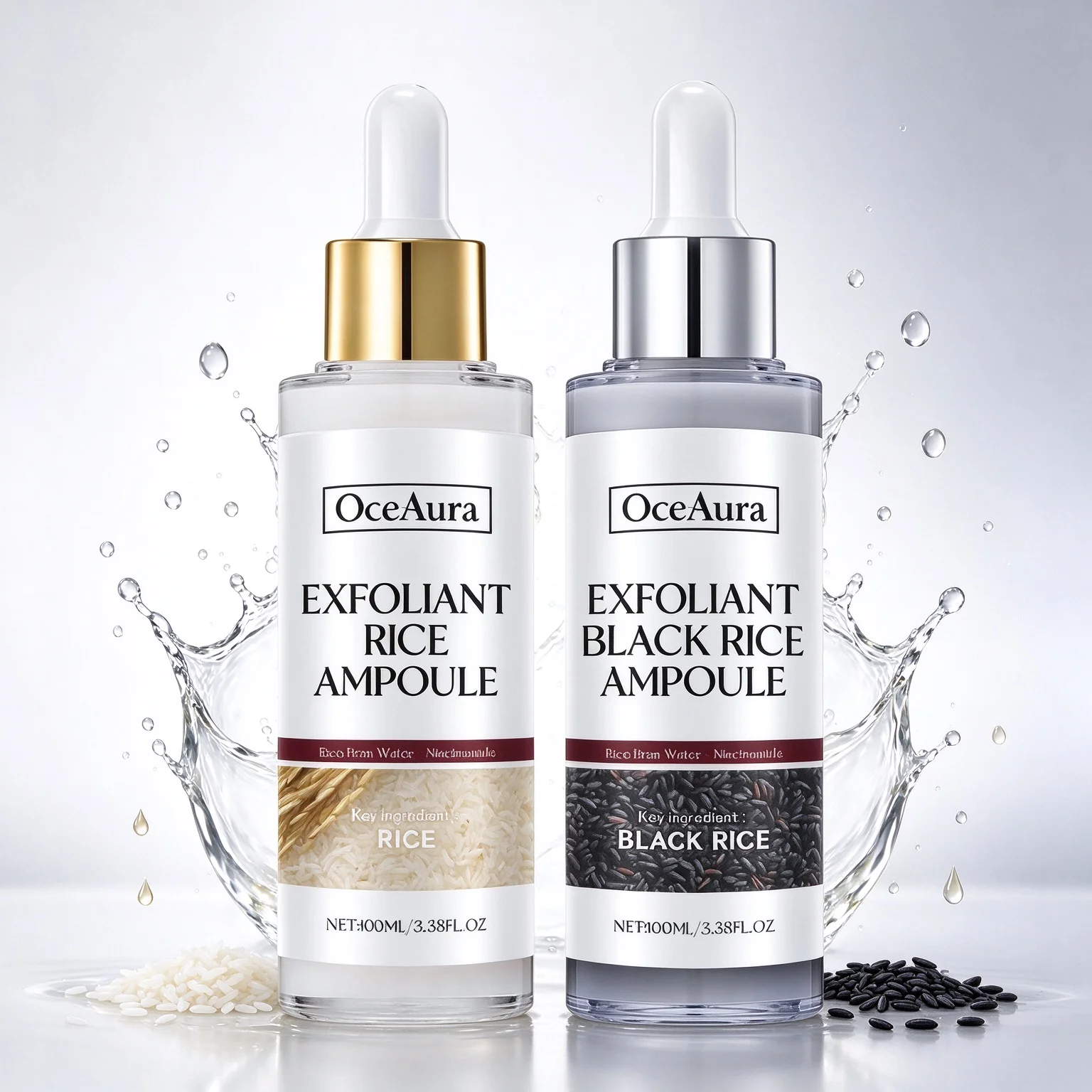 Black&White Rice Exfoliating Essence Dead Skin Remover Facial Glowing Replenisning Shrink Pore Hyaluronic Acid Brightening Serum