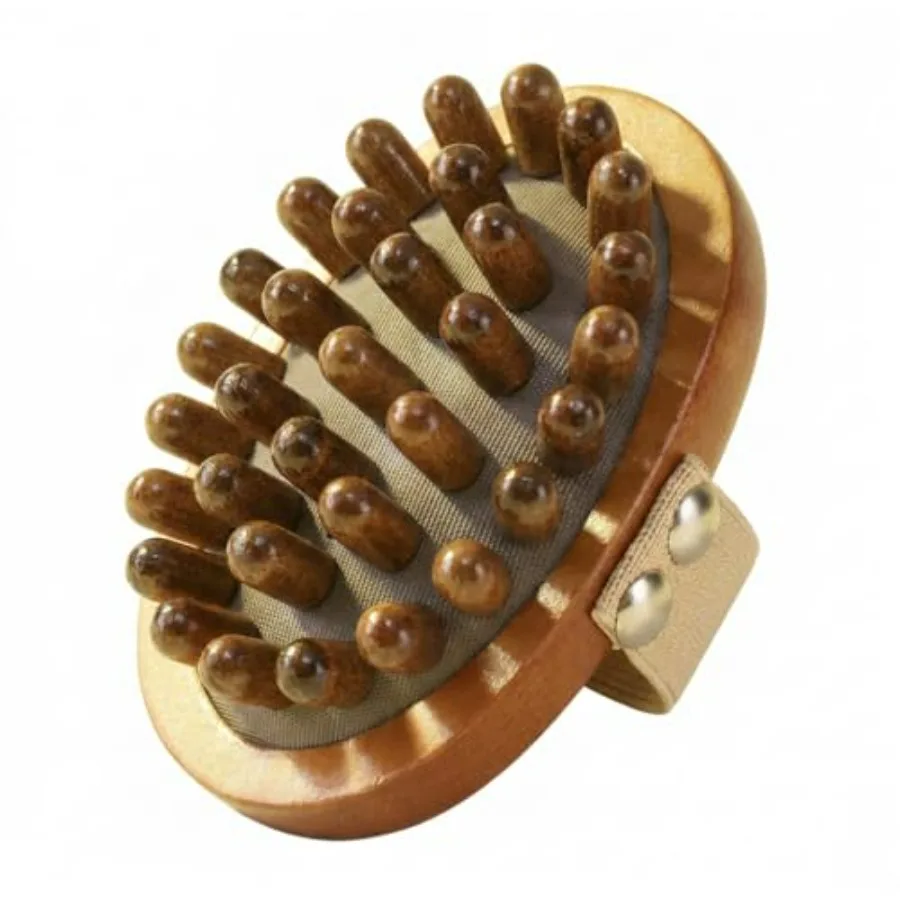 Wooden Meridian Massage Brush - Cepillo de Masaje and Wooden Hair Comb for Gentle Lymphatic Drainage, Oil-Safe Natural Wood Bod