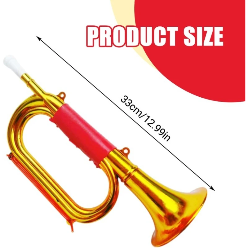 Toy Trumpet Playable Developmental Safe Plastic Golden Kid Trumpet with Comfortable Handle Educational Kids Musical Instruments
