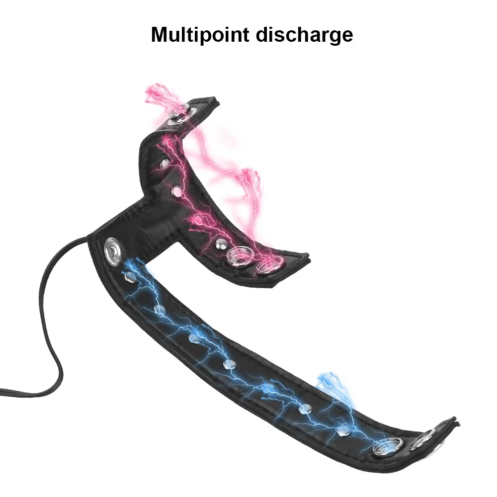 전기 충격 액세서리 E-stim 가죽 조정 가능한 콕 링, 남성 전기 충격 페니스 링 자극기, 콕 익스텐더, 섹스 토이
