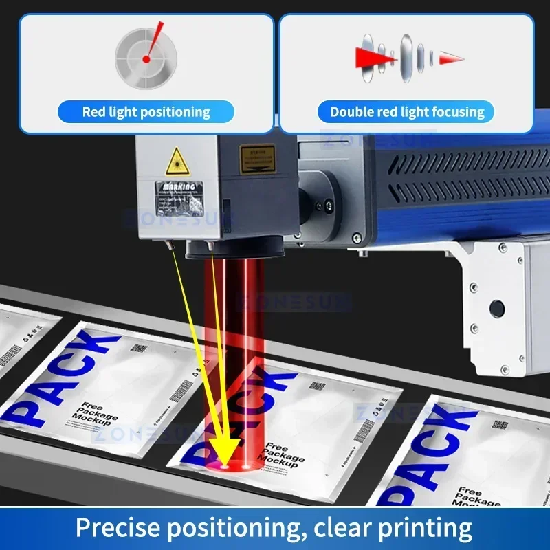 ZONESUN ZS-LMC1 CO2 Laser Printing Machine Date Code LOGO QR Barcode Marking Production Bottle Leather Wood Packaging Line