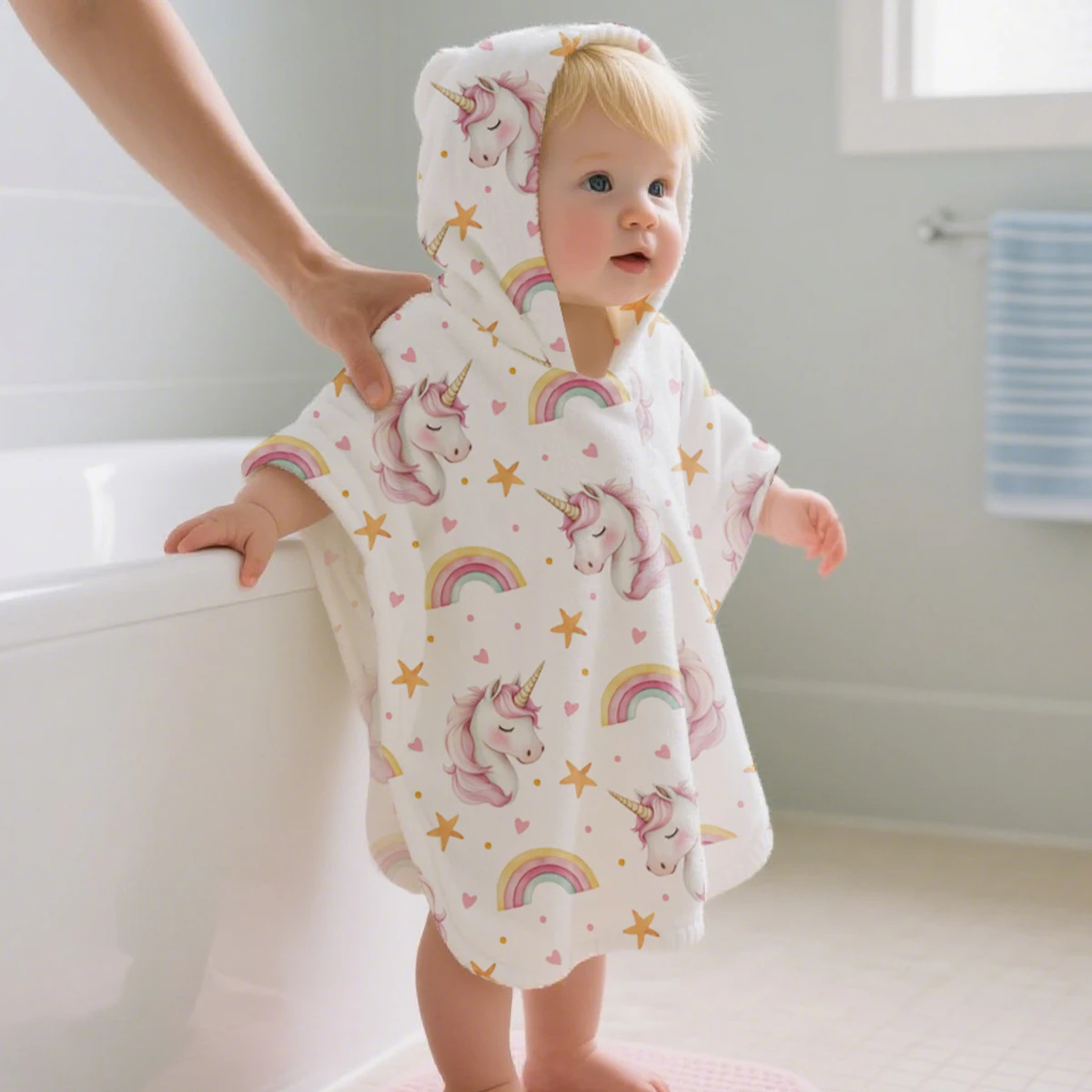 

Elinfant 1 Pc Hooded Towel for Baby Bath Towels For Infant Comfortable Skin Friendly Double-sided Push Towel Nursery Room Supp