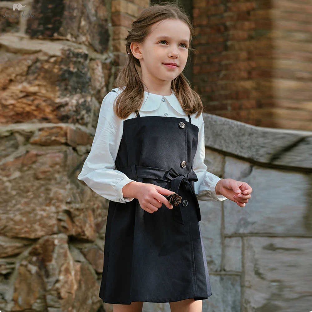 Dave Bella Children's Spring Autumn Dress Sweet Girl's Long Sleeve Princess Dress Fake Two Piece Party Outdoor DK1261171