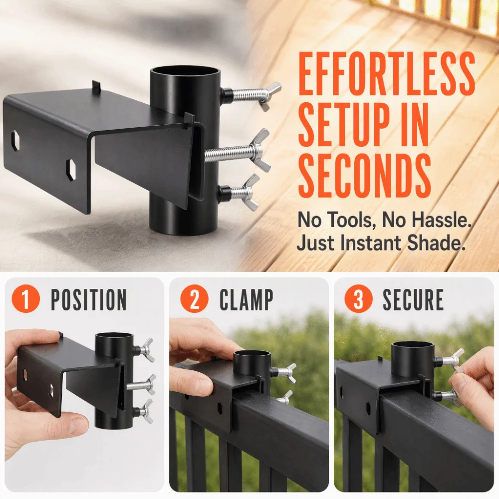 Adjustable Umbrella Clamp Bracket Anti-rust Water-proof Patio Umbrella Holder Shock-proof Stable Umbrella Stands Bleachers
