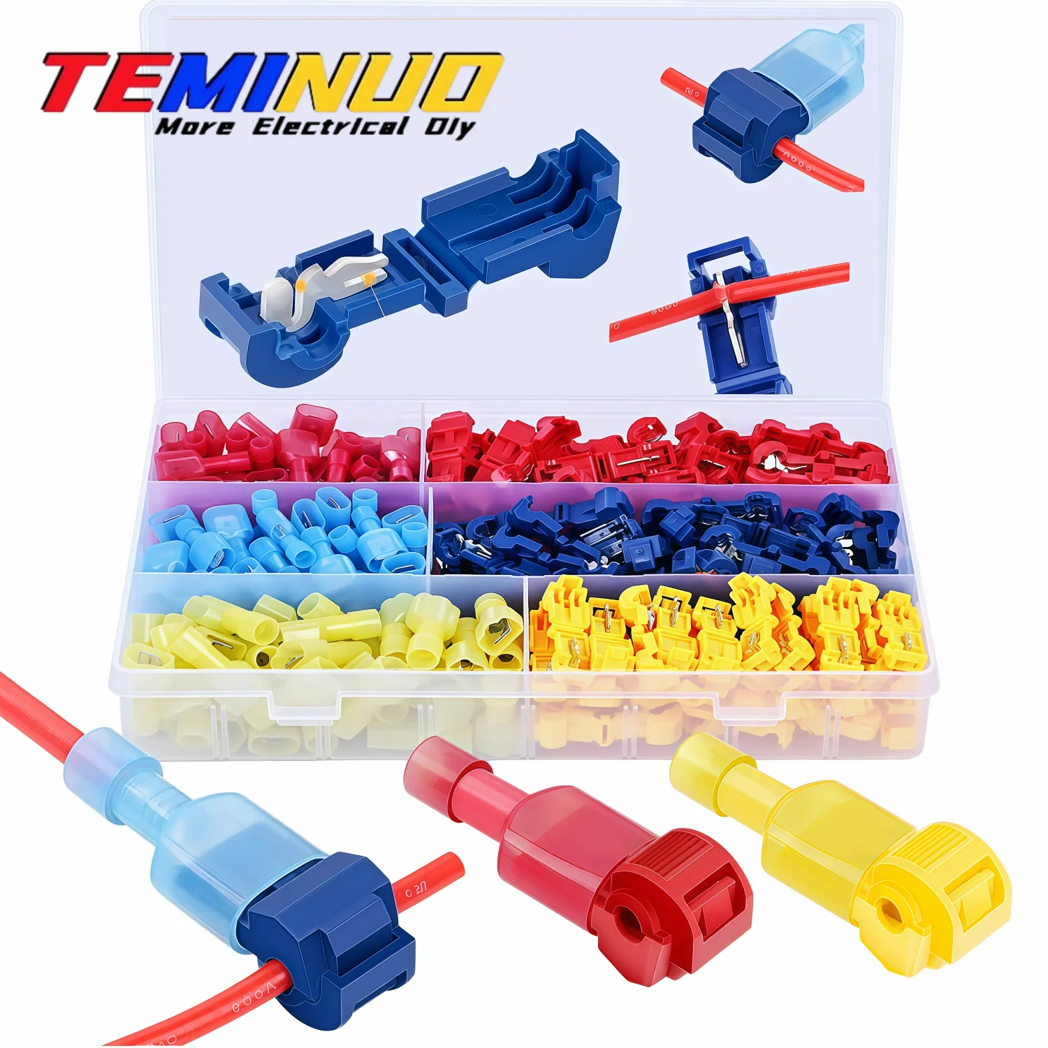 60/120/240Pcs T Tap Wire Connectors, No Soldering No Stripping Quick Splice Electrical Connectors Kit for Car Boat Home DIY Wire