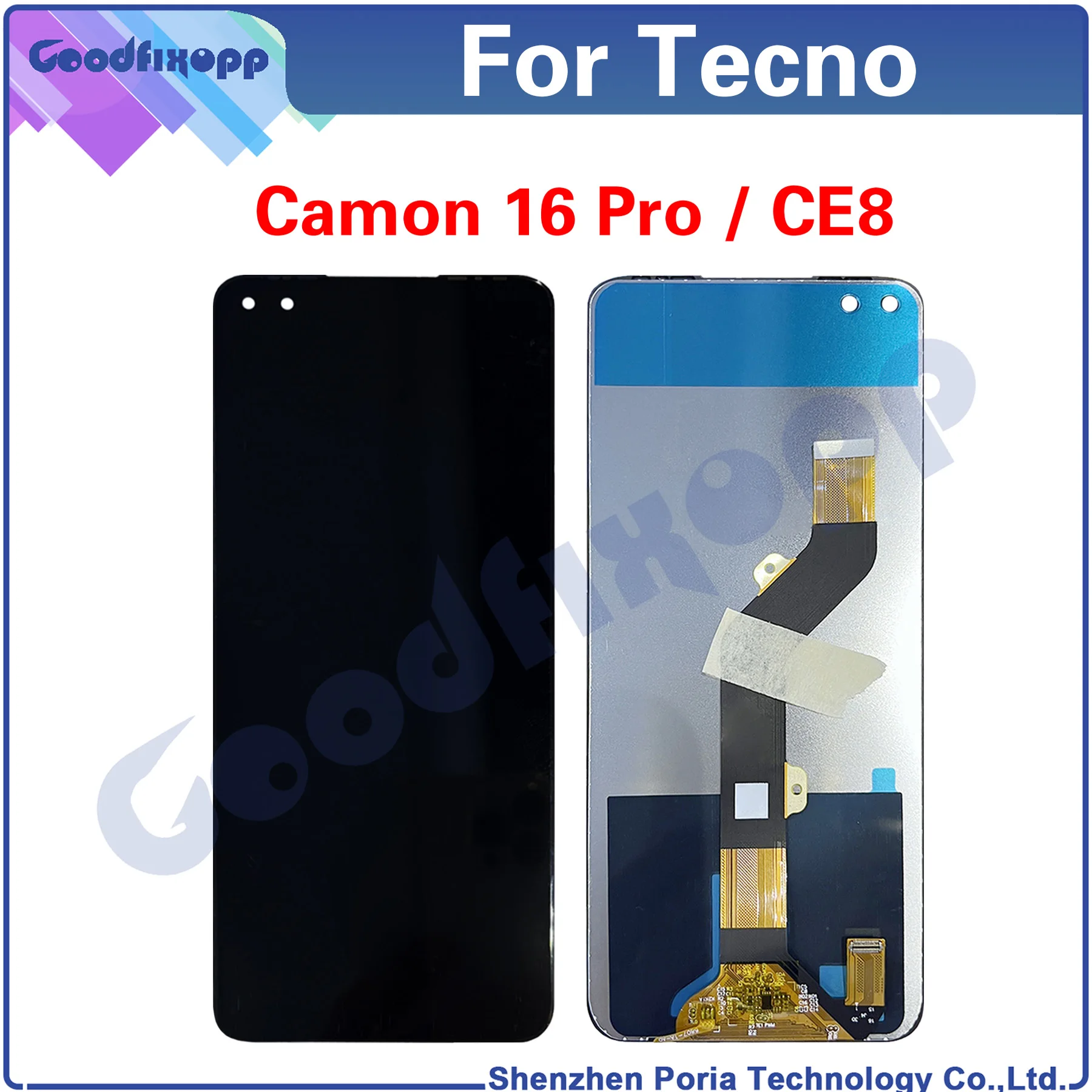 For Tecno Camon 16 Pro CE8 Camon16Pro LCD Display Touch Screen Digitizer Assembly Repair Parts Replacement