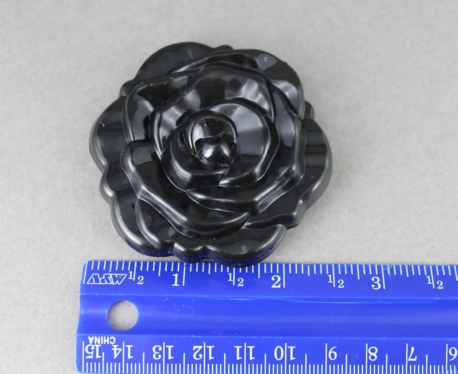 Specchio per il trucco pieghevole a doppia faccia specchio da viaggio compatto in plastica a forma di fiore rosa nera 2.25 pollici di larghezza