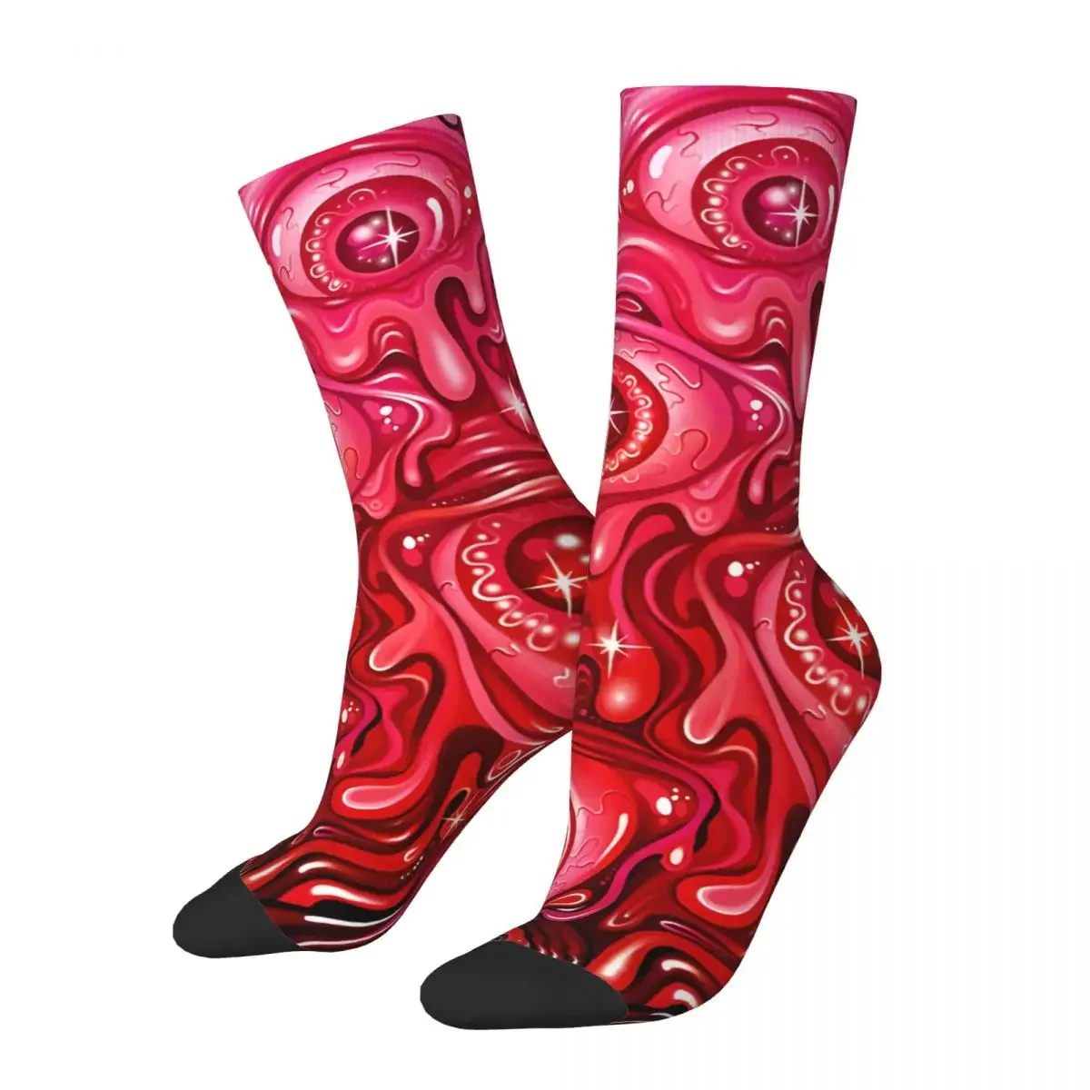 

Red Eyeball Pattern Men's Socks Vintage Harajuku Street Style Novelty Casual Crew Sock