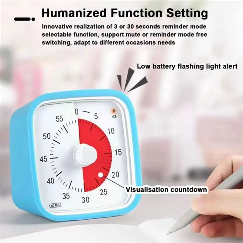 RABIT AS59~ VT01 60 Minute Visual Timer Silent Countdown Time Manager Drop-Proof Alarm Clock DIY Timer  For Students Learning To