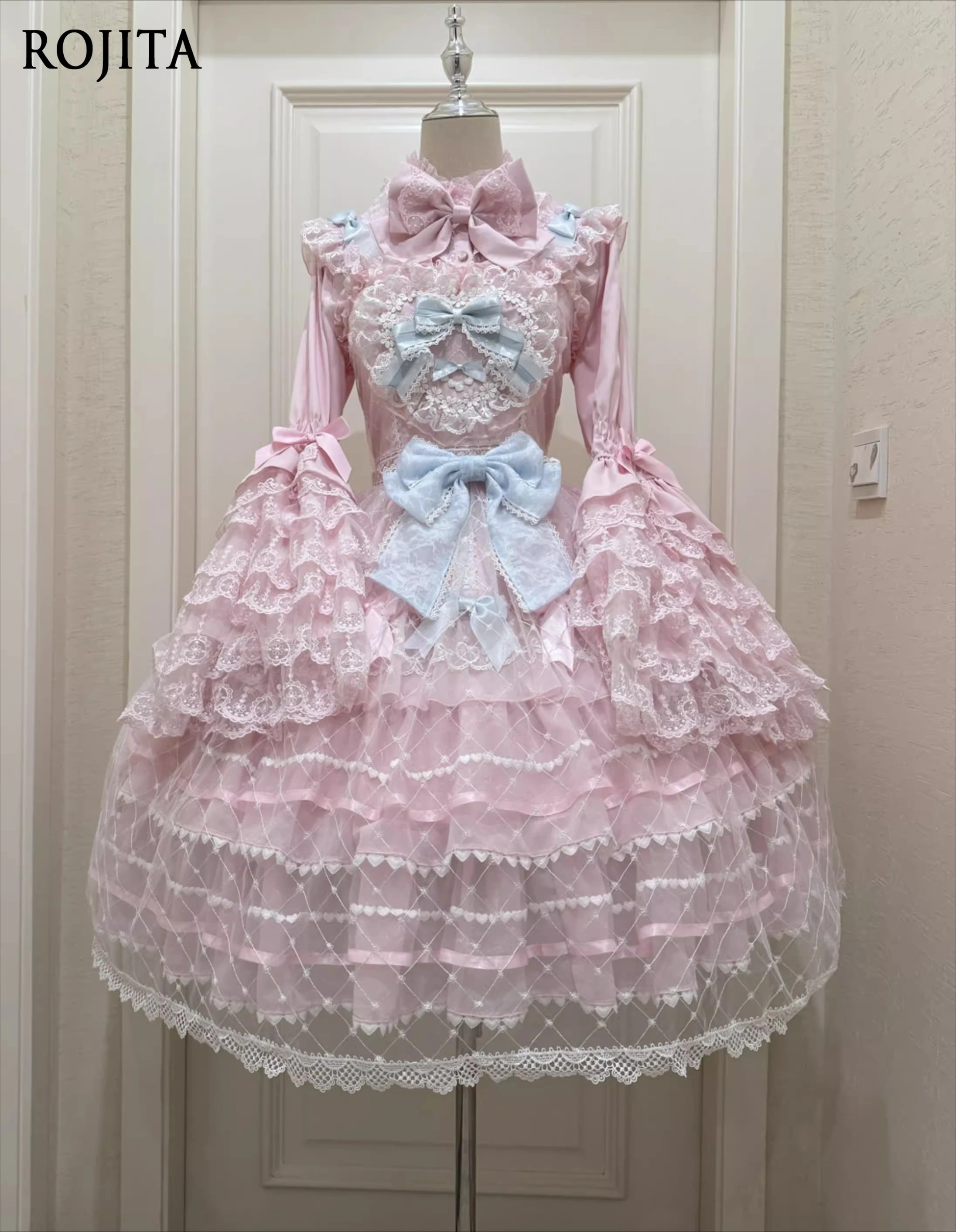 التصميم الأصلي لوليتا الحلو Jsk فستان الحمالات للنساء 2025 الربيع جي الأكمام القوس الرقبة قميص داخل لوليتا القمم