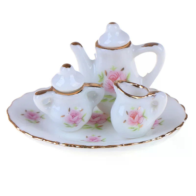 8 stuks 1/12 poppenhuis miniatuur eetwaren porseleinen theeservies schotel kopjes