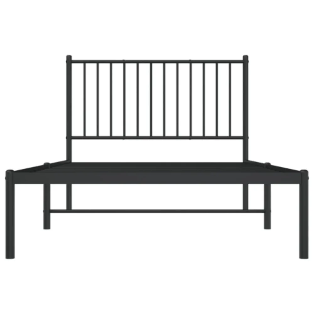 Metal Bed Frame with Headboard Black 100x190 cm