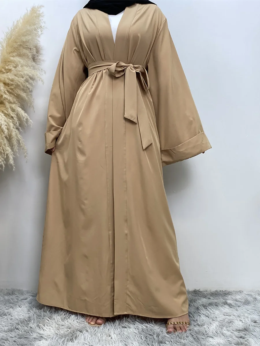 Solid Open Kaftan Dubai Abaya Turkey Kimono Cardigan Robe Muslim Hijab Dress Ramadan Abayas for Women Caftan Islamic Clothing