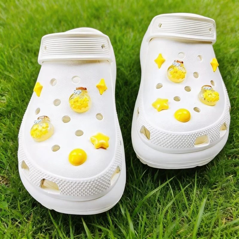12pcs Resin Wishing Bottle Stars Detachable Shoe Accessories for Garden Sandals Festive Party Festival Decorations DIY