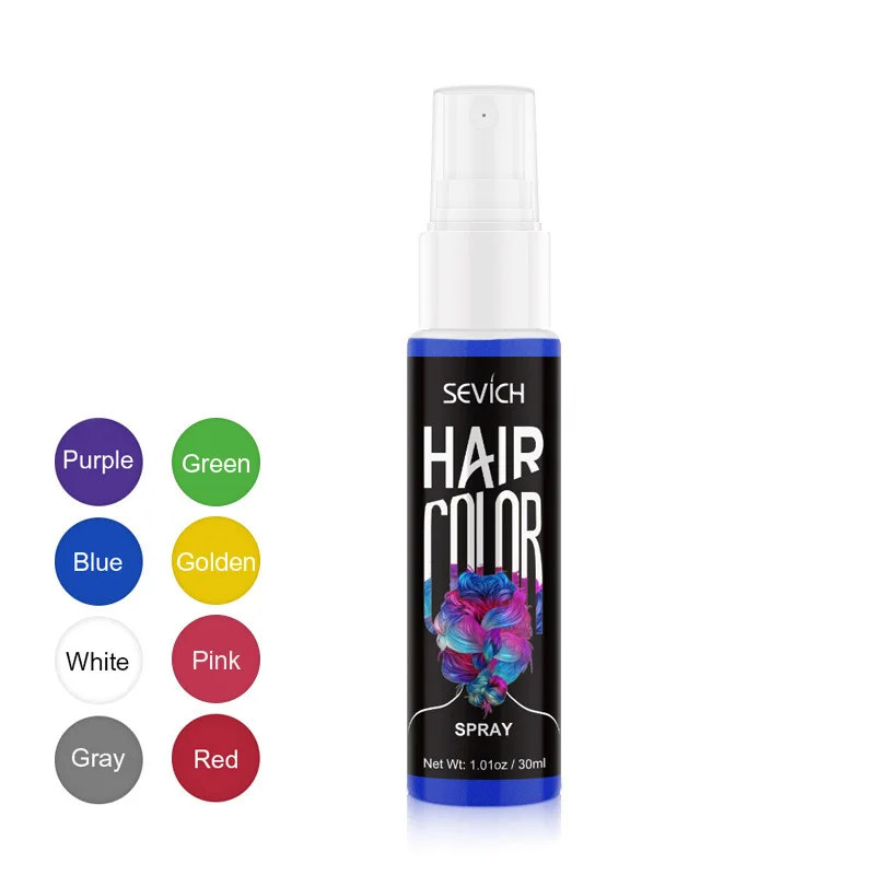 

30ml Disposable Hair Dyeing Spray Quick Temporary Dye Hair Coloring Sparkling Color Flash Purple Red Blue White Ash-gold