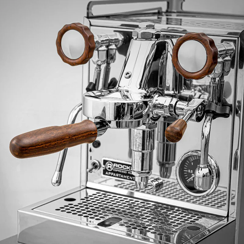 Coffee Machine Handle, Stainless Steel Rocket/Aibo E61 Coffee Machine Modification Accessories Solid Wood Knob