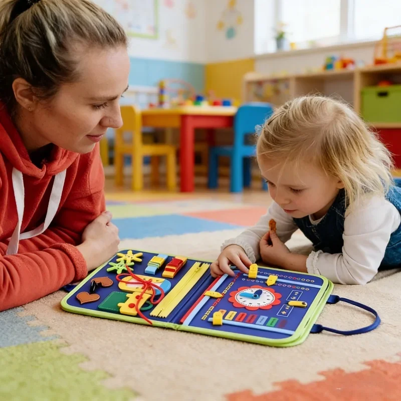 

Развивающая сенсорная доска Монтессори для малышей, игрушка для развития мелкой моторики, дорожный обучающий подарок для детей