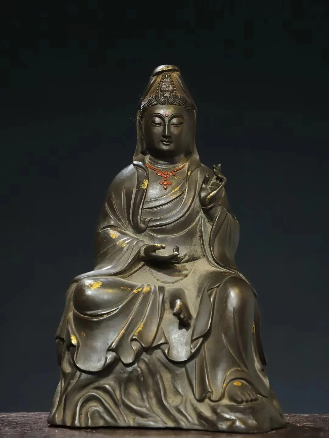 Rare  old Handmade copper biggest Merciful Guan Yin Buddha statue,Free shipping