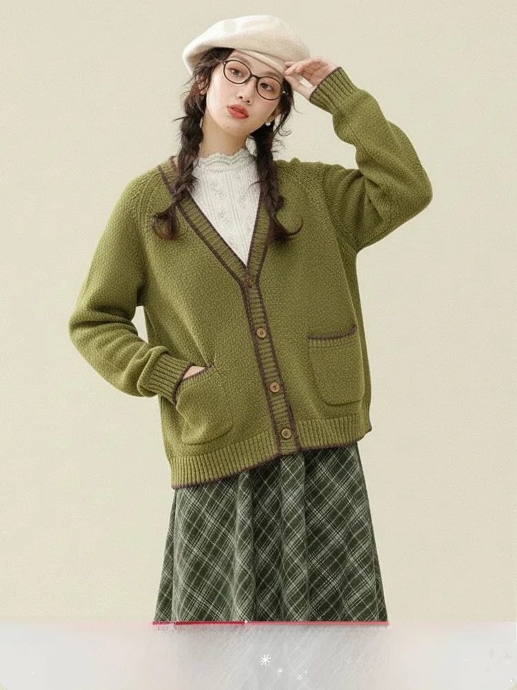 

Свободный трикотаж Fit een V-Ne Lazy Sle, зимняя верхняя одежда для женщин, Lin Xi Island, брендовая смесь полиэстера, хлопка и спандекса