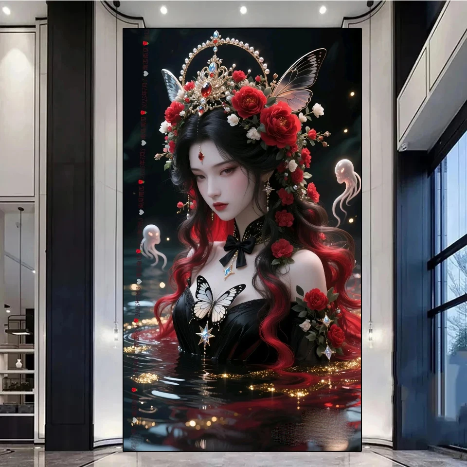 

Ladies DIY Diamond Painting Mosaic Portrait Suitable for Beginners Diamond Painting Character Embroidery Rose Home Decoration
