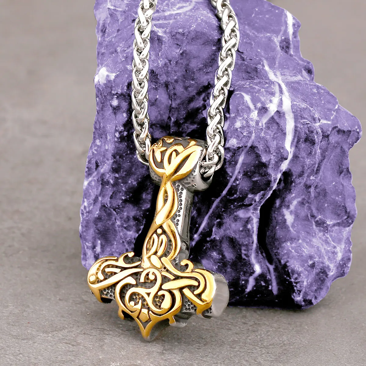 New Creative Viking Thor's Hammer Necklace Vintage Stainless Steel Fashion Men's Boat Anchor Accessories Jewelry Gift Wholesale