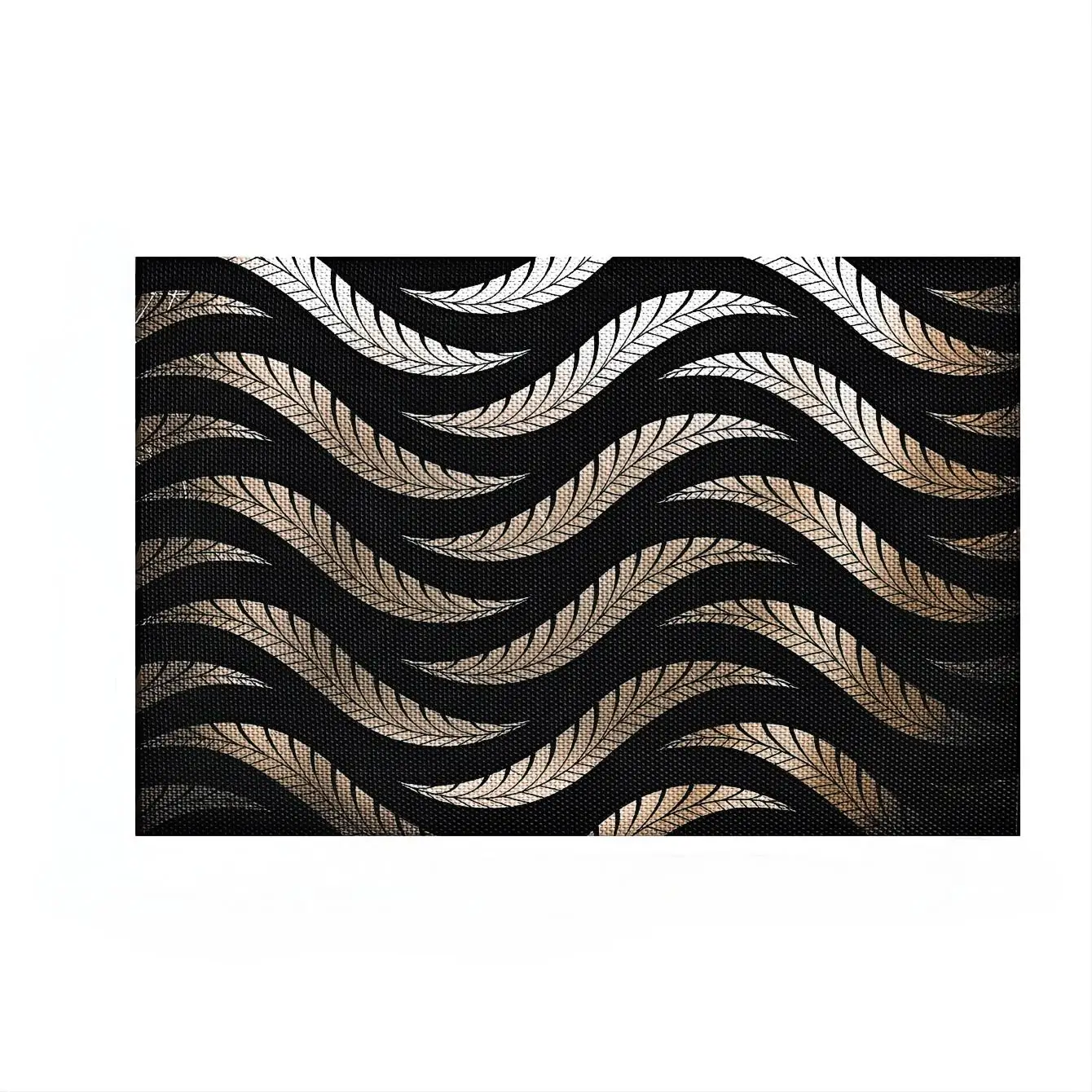 VIKAMA 4ピース 高級ブラック＆ゴールドフェザープレースマット キャンドルライトディナー 家族の集まり 洋食レストランの装飾