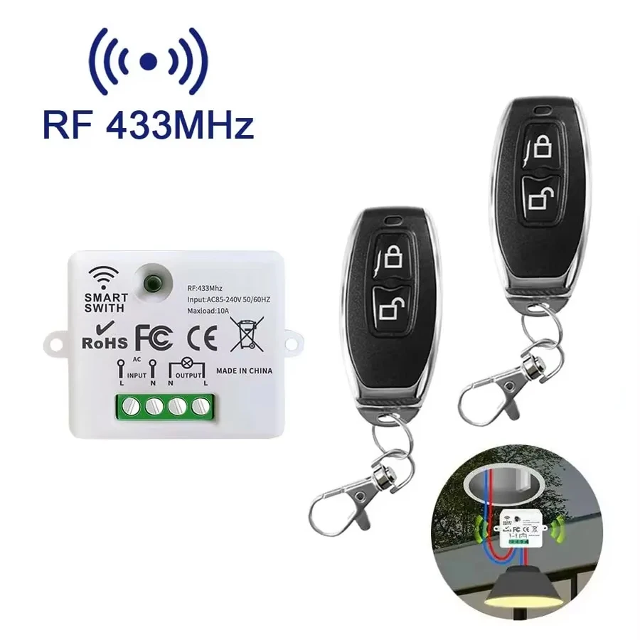 

RF433 МГц беспроводной пульт дистанционного управления переключатель света AC110V 220V мини-релейный приемник с передатчиком включения и выключения для управления светодиодной лампочкой