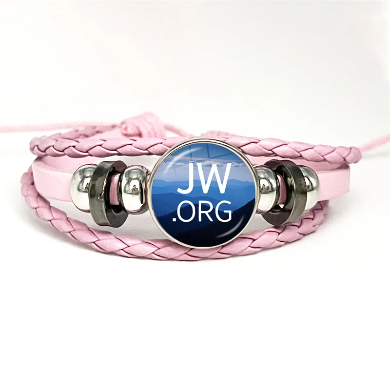 Fashion JW.ORG Casual Leather Bracelet JW Child Caleb Sophia Jehovah Bloodless Multilayer Pink Leather Bracelet Party Souvenir