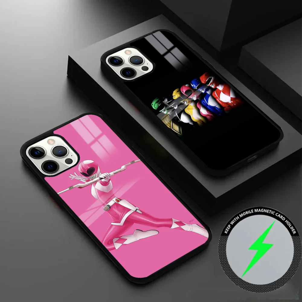 P-PowerS-COOL R-RangerS Phone Case For iPhone 16 15 14 13 12 11 Pro Max Plus Mini Magsafe Mirror Wireless Magnetic Cover