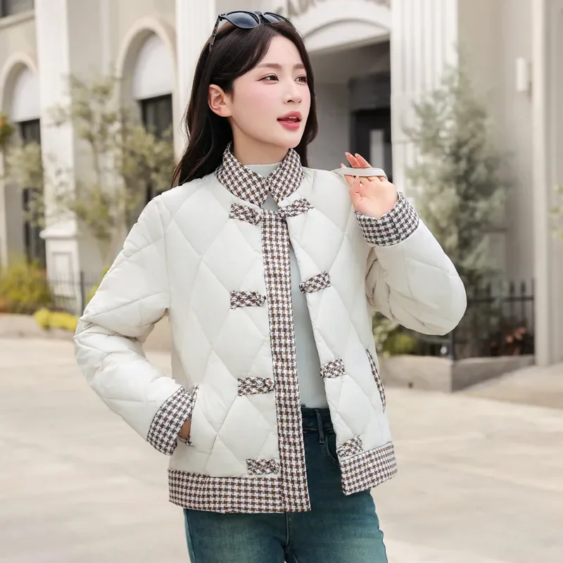 

Button Short Down Cotton-padded Jacket Women's Outwear 2025 Winter New Fashion Loose Thick Warm Parka Stitching Cotton Jacket