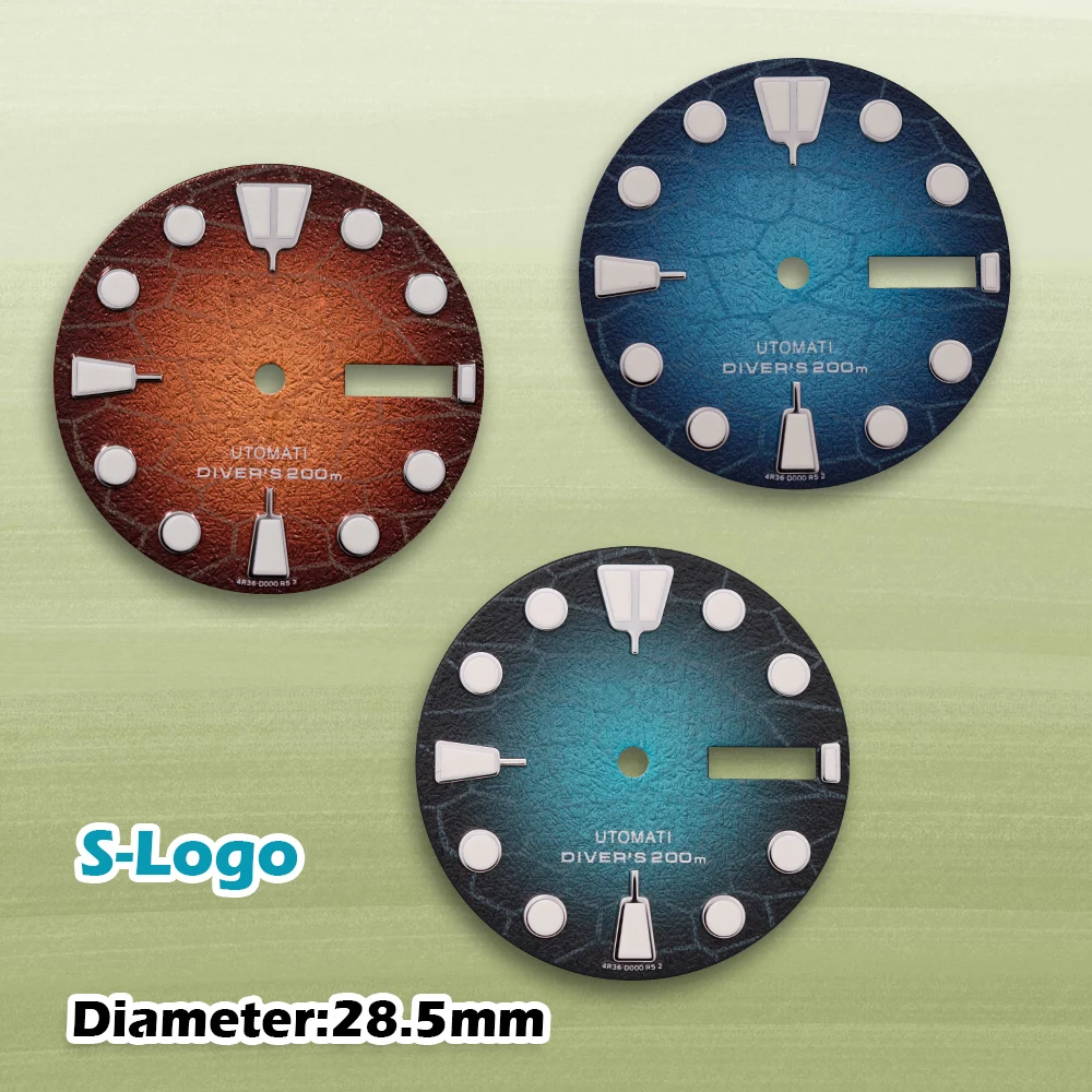 

NH36 S Logo 28.5mm Printing Ink Gradient Dial Green Luminous Fit NH36/4R36 Movement Watch Modification Accessories tools